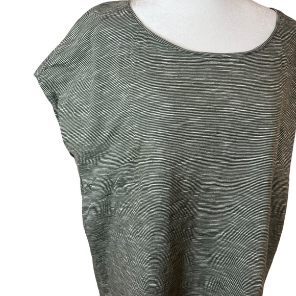 J.Jill 100% Cotton Striped Stretchy Boxy Top Boat Neck Short Sleeve Size Large - Picture 7 of 10